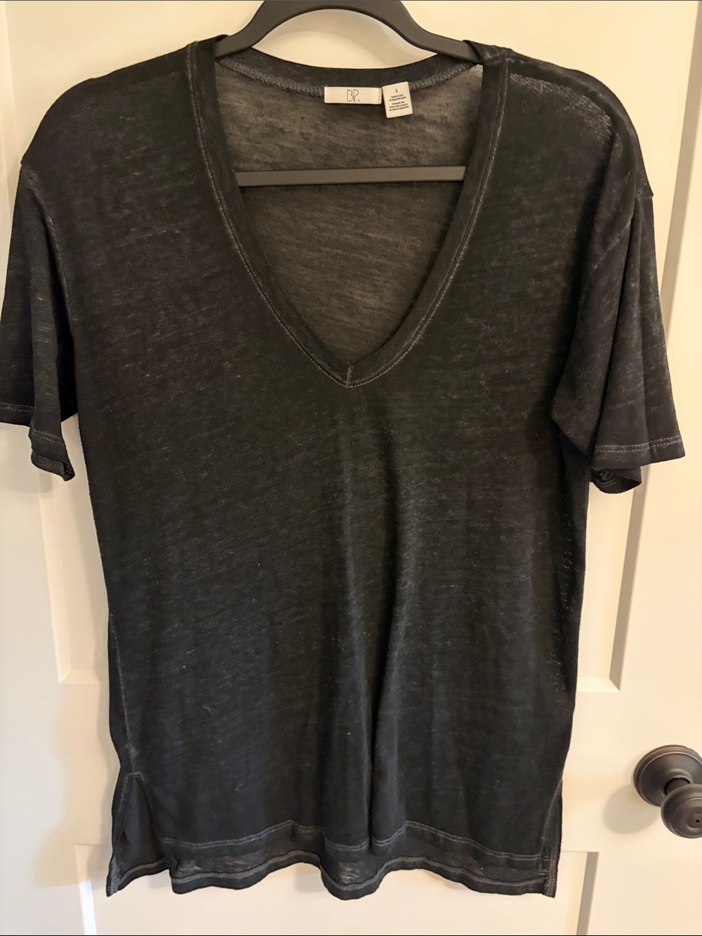 Women’s Black BP V-Neck Short Sleeve Tissue T Shirt